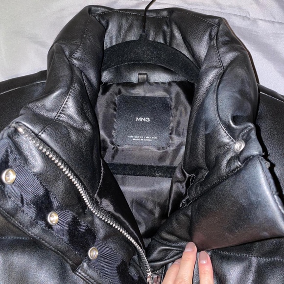 Mango Quilted Faux Leather Puffer Black - Picture 8 of 8